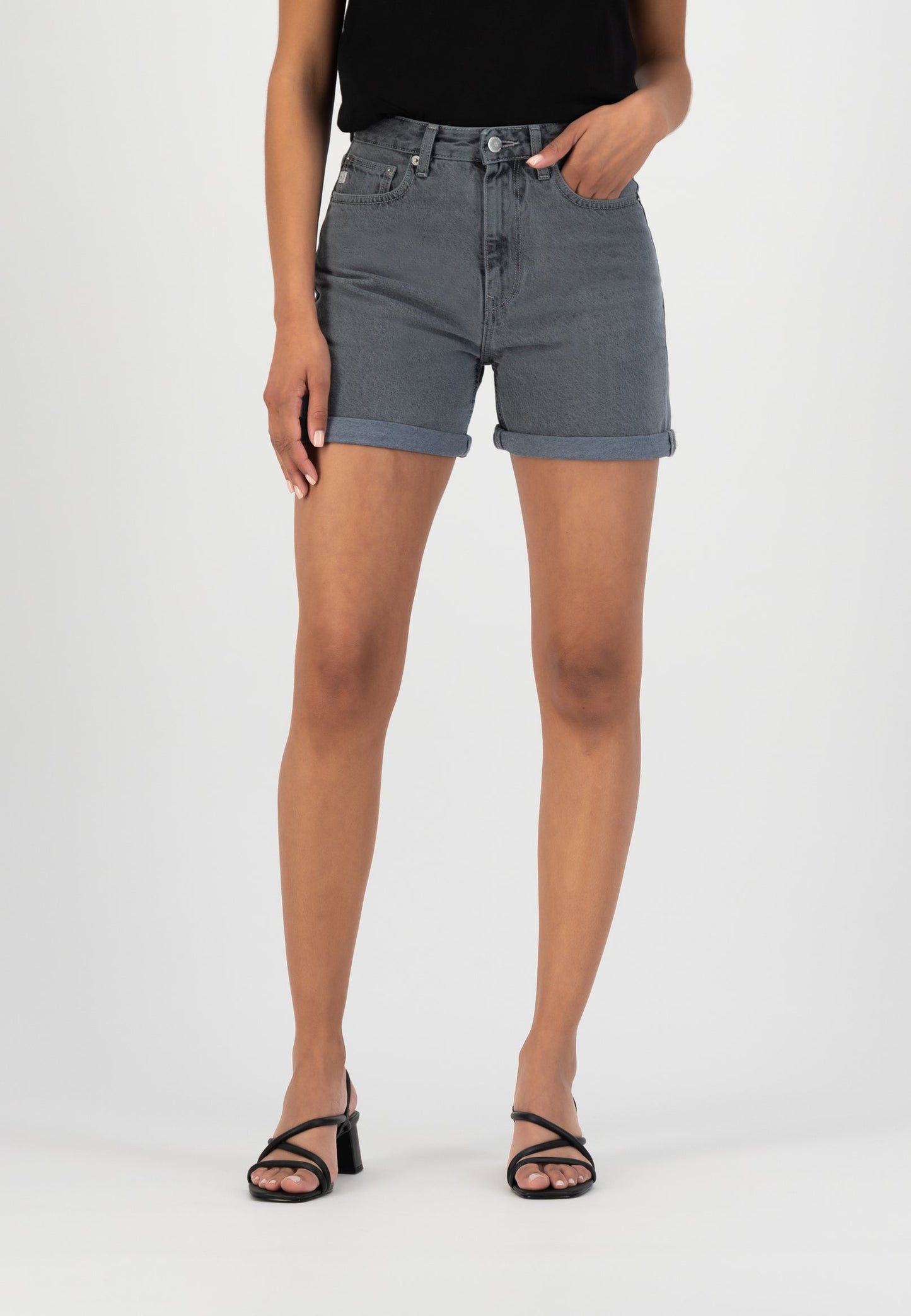 Short en jean en coton bio et recyclé | Gris "marilyn short stone grey"