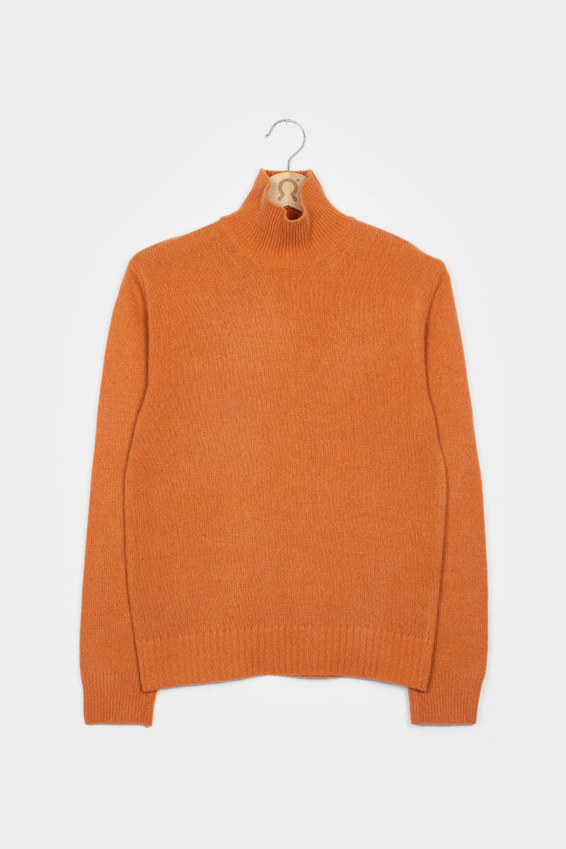 Pull col roulé en cachemire recyclé | orange "maglia ada arancio becco d'oca"