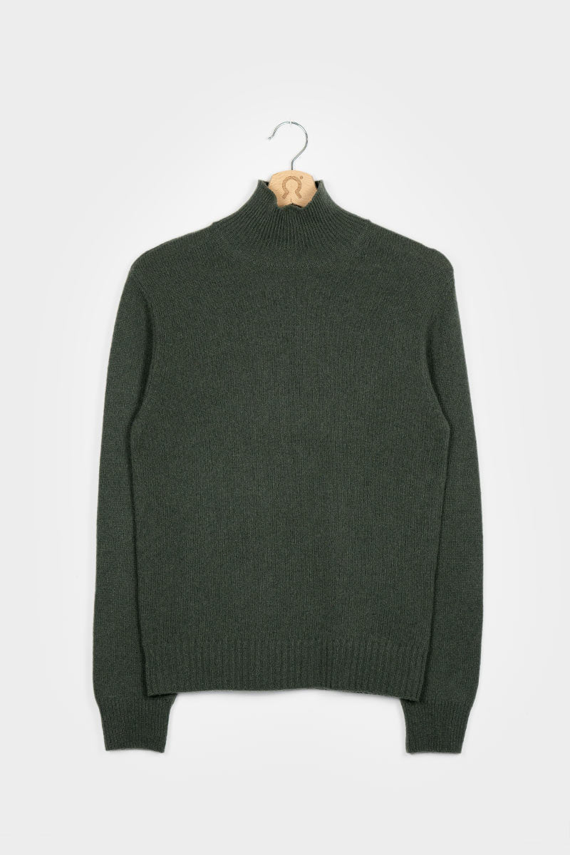 Pull col roulé en cachemire recyclé | kaki "magli ada verde foresta"