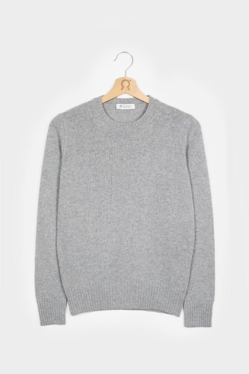Pull col rond en laine recyclée | gris "maglia laura grigio"