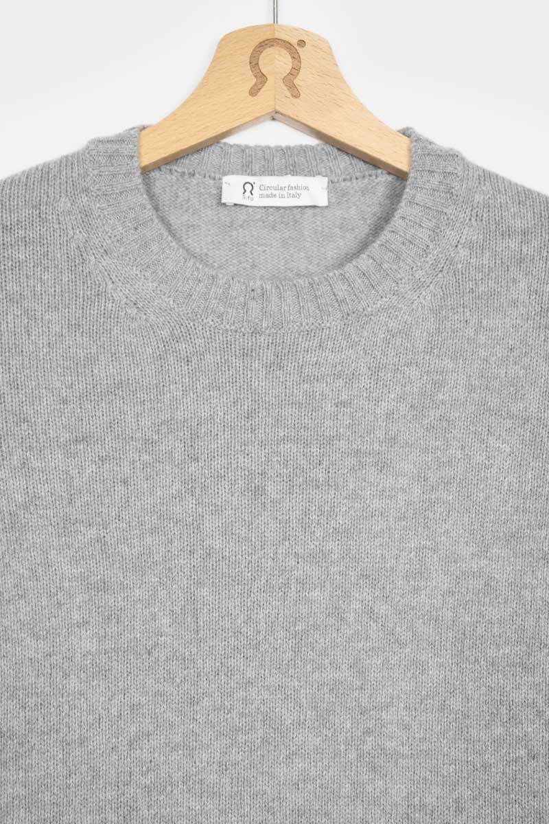 Pull col rond en laine recyclée | gris "maglia laura grigio"