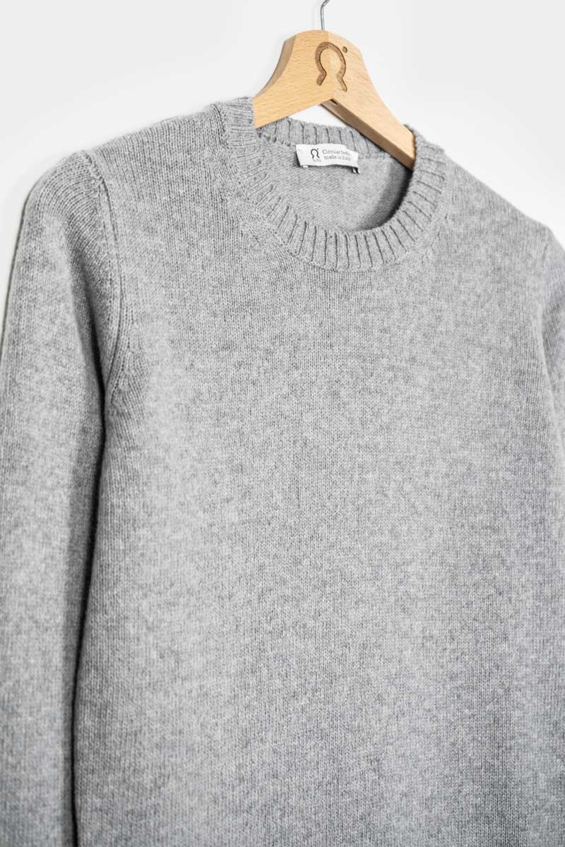 Pull col rond en laine recyclée | gris "maglia laura grigio"