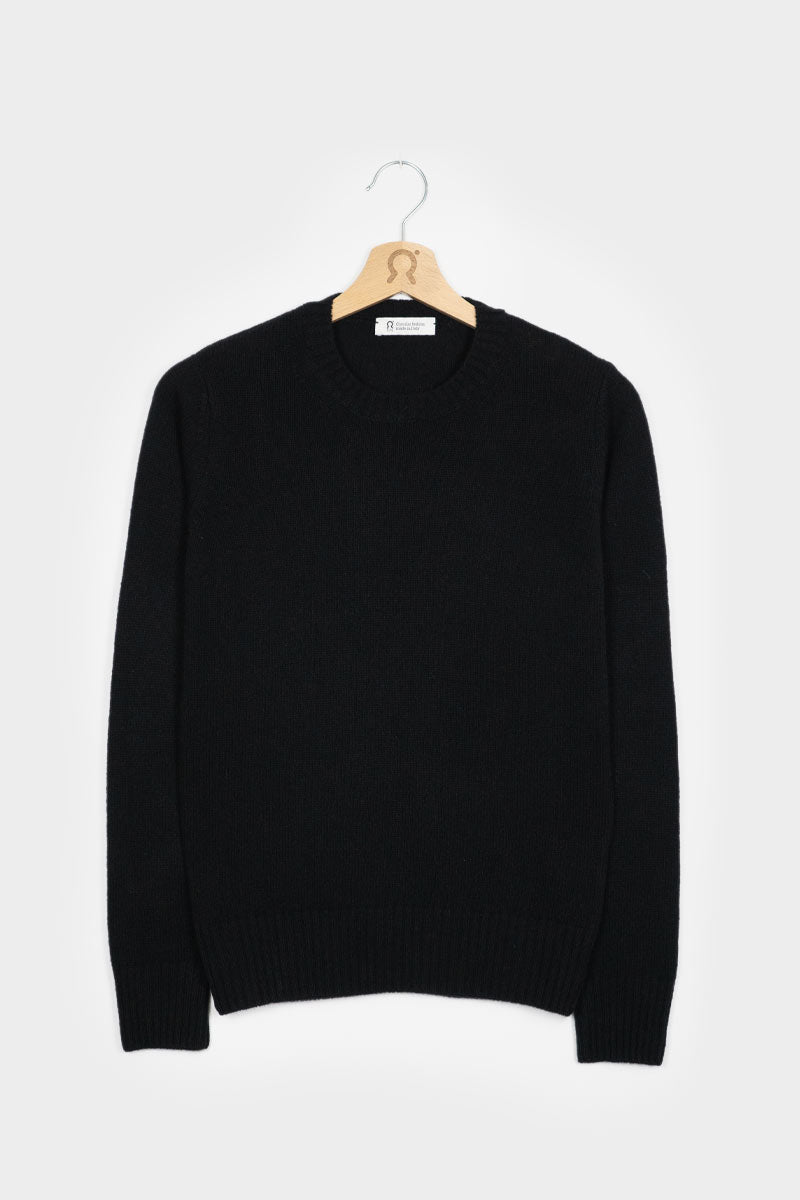 Pull col rond en laine recyclée | noir "maglia laura nero ardesia"