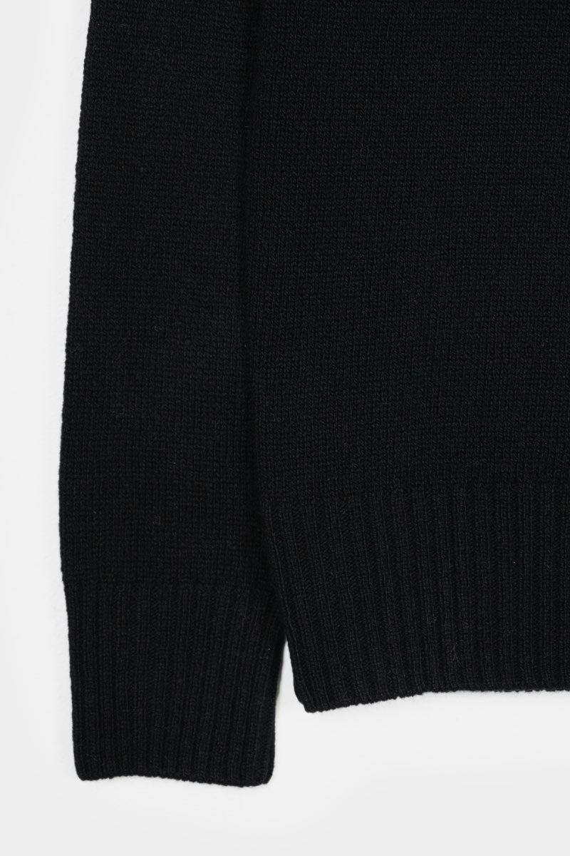 Pull col rond en laine recyclée | noir "maglia laura nero ardesia"