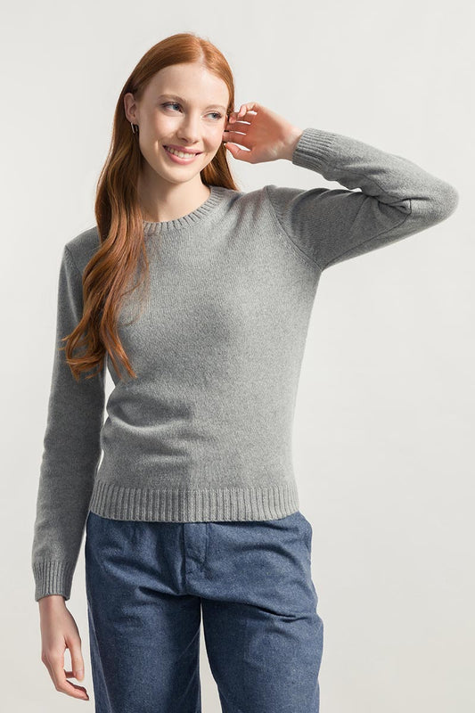 Pull col rond en laine recyclée | gris "maglia laura grigio"