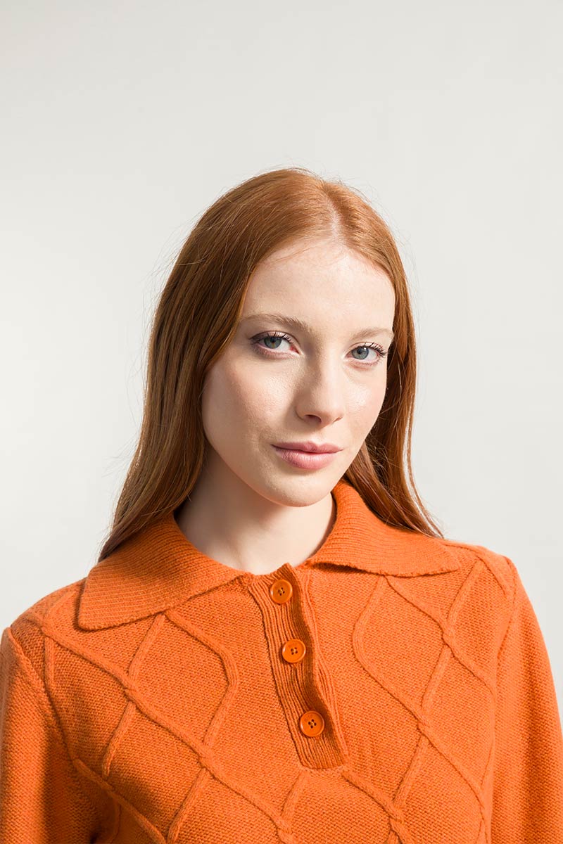 Pull en laine recyclée | orange "maglia-sara- arancio becco d'oca"