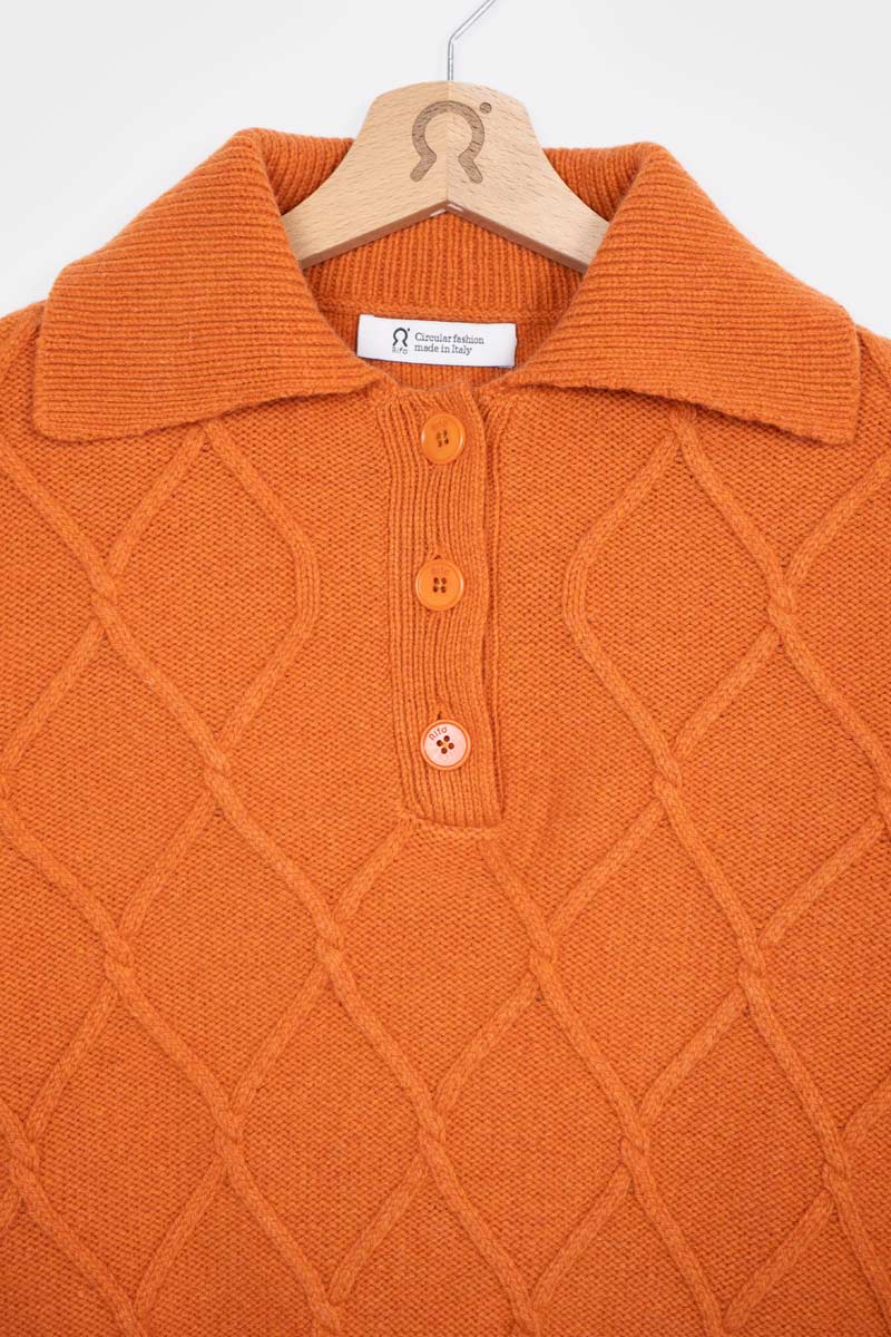 Pull en laine recyclée | orange "maglia-sara- arancio becco d'oca"