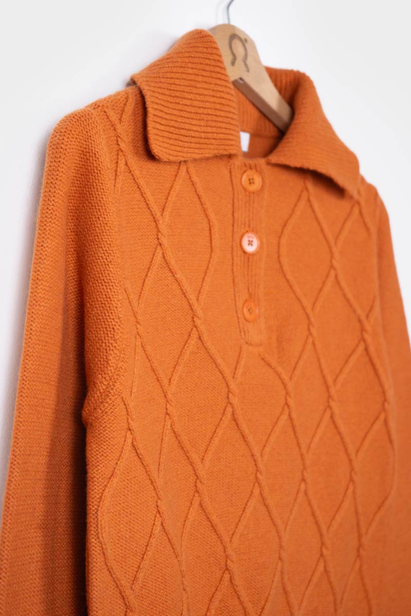 Pull en laine recyclée | orange "maglia-sara- arancio becco d'oca"