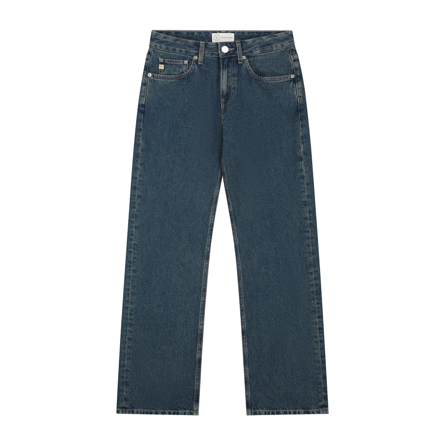 Jean droit en coton bio et recyclé | bleu foncé "loose jamie - faded stone"