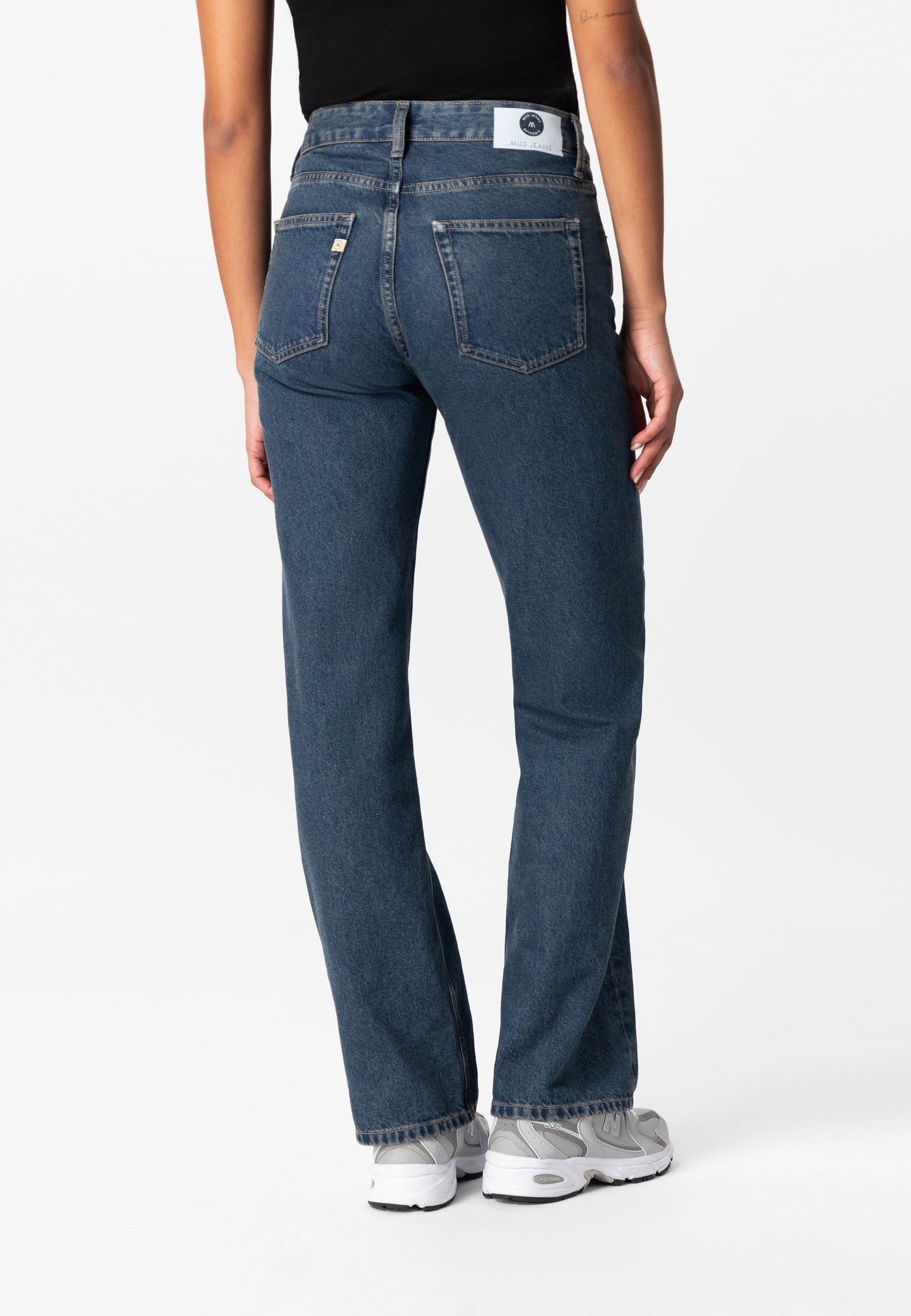 Jean droit en coton bio et recyclé | bleu foncé "loose jamie - faded stone"