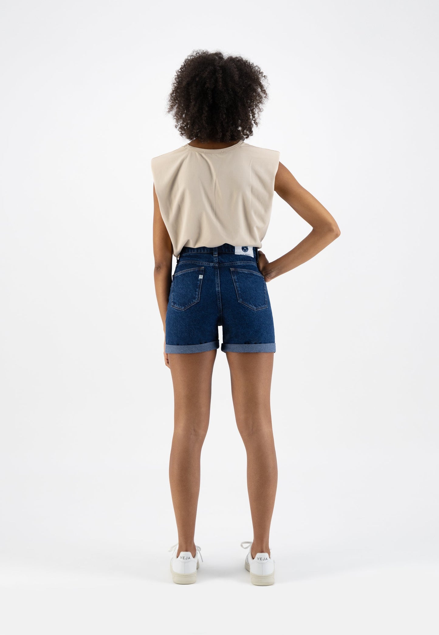 Short en coton recyclé et bio | Bleu indigo "marilyn short stone indigo