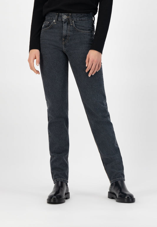 Jean droit en coton bio et recyclé | noir "easy go used black"