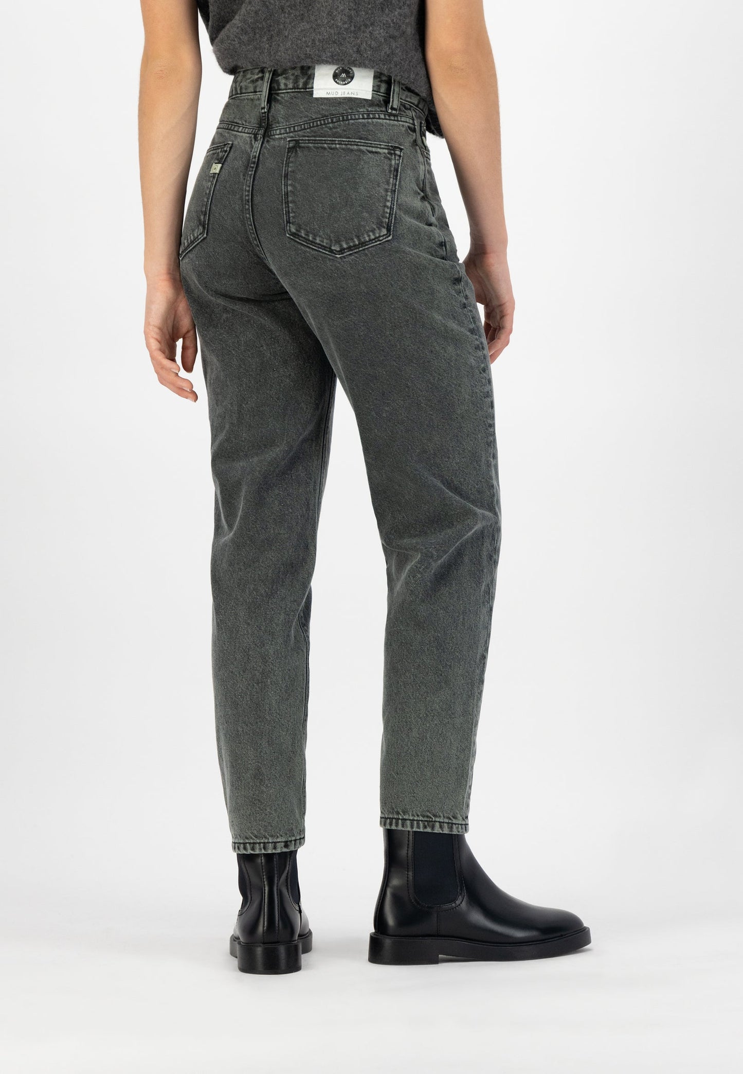 Jean mom vert/gris en coton bio et recyclé - mams tapered forest