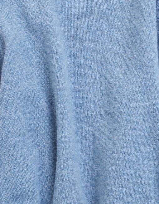 Pull col rond bleu clair en laine mérinos recyclée - stone blue