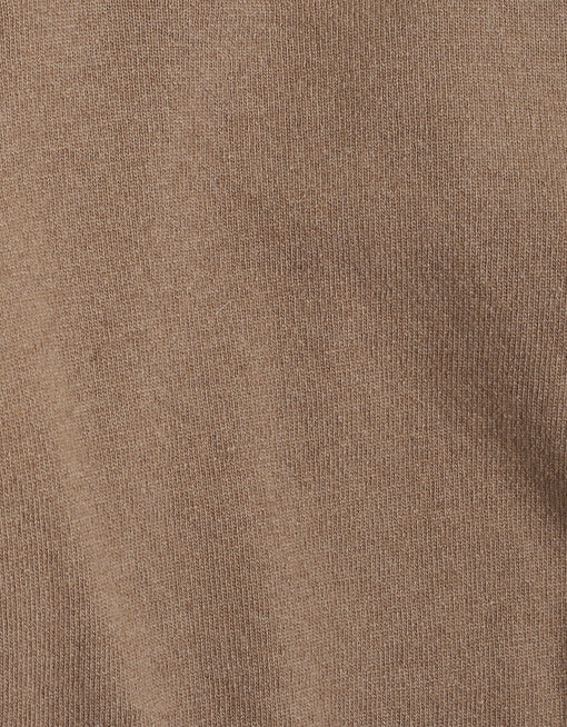 Pull col rond marron en laine mérinos recyclée - warm taupe