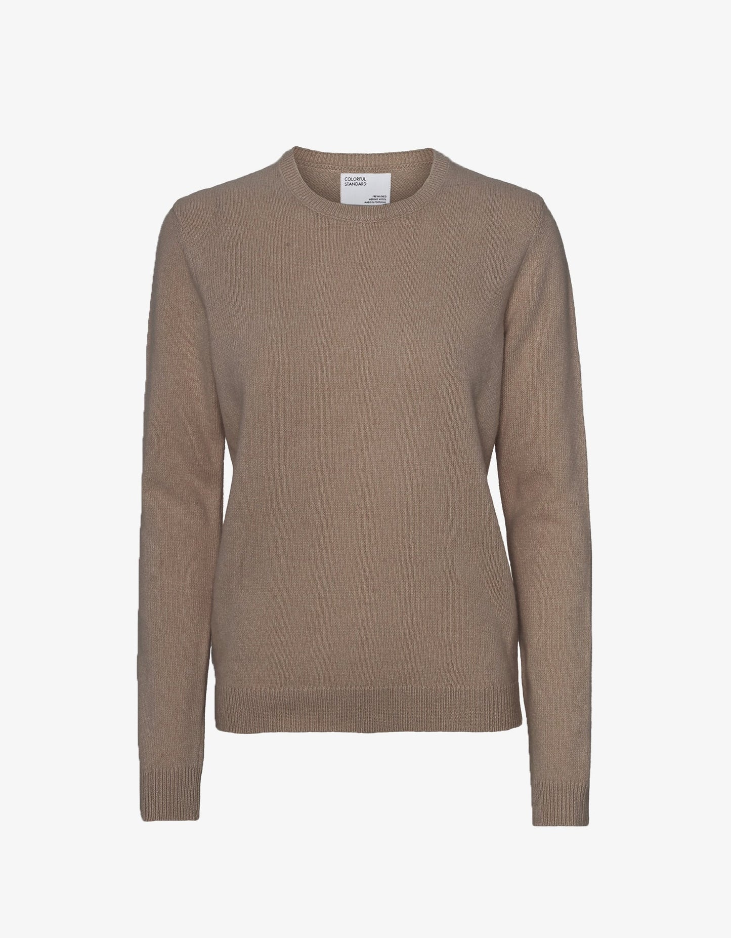 Pull col rond marron en laine mérinos recyclée - warm taupe