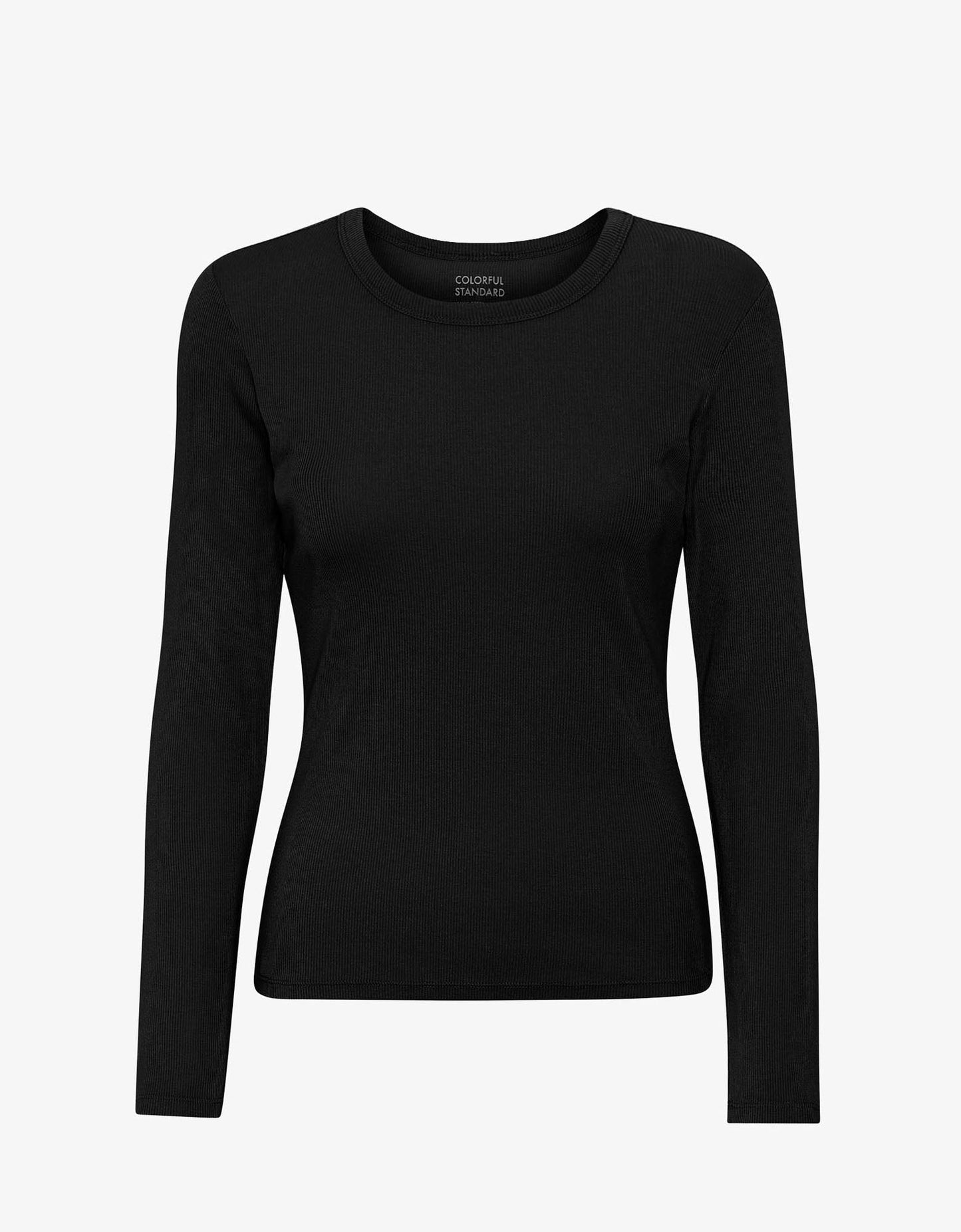 T-shirt manches longues côtelé en coton bio | noir "deep black"
