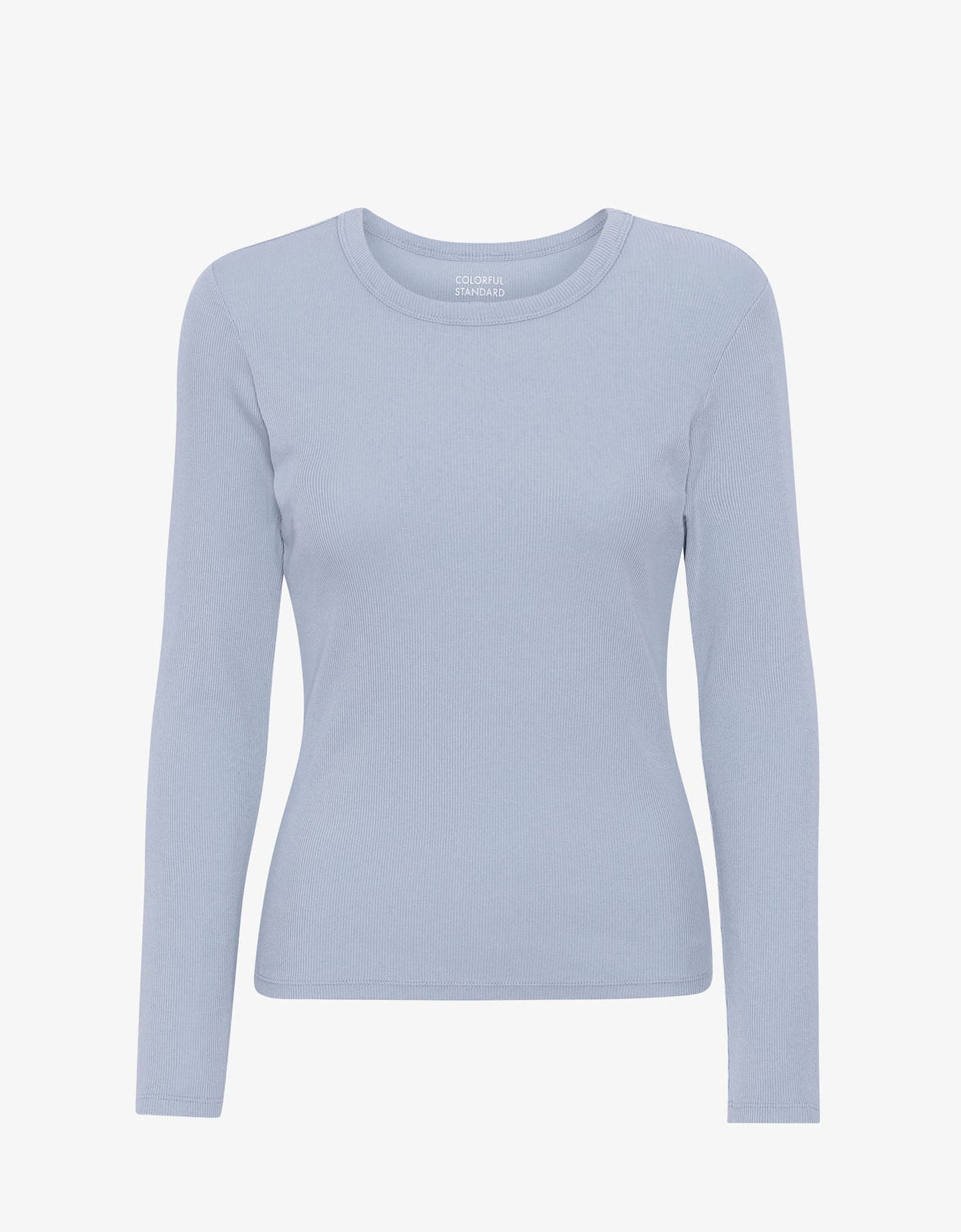 T-shirt manches longues côtelé en coton bio | bleu "powder blue"