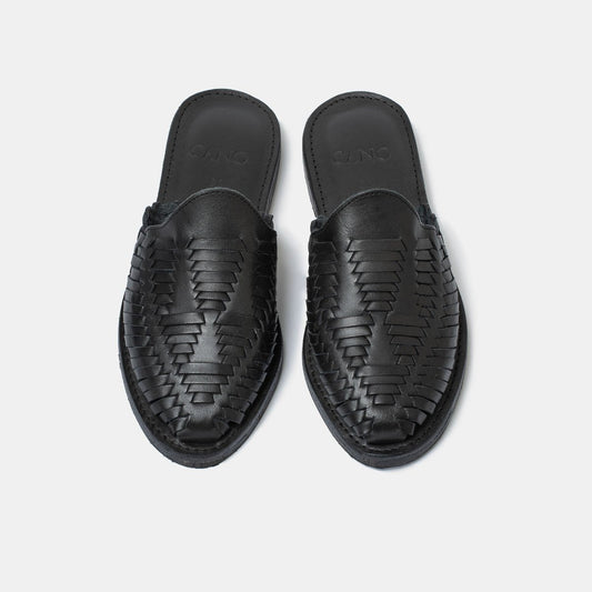 Mules noires cuir tannage végétal - Emma