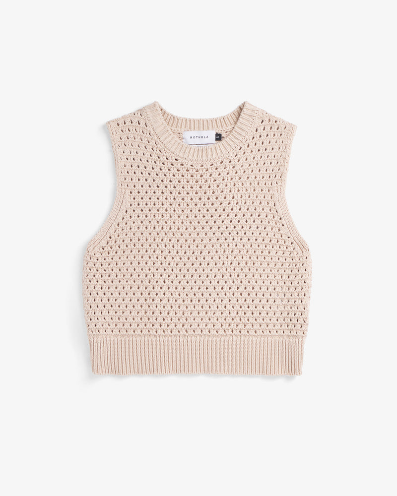 Top maille en coton biologique | beige "knit vest - natural beige"