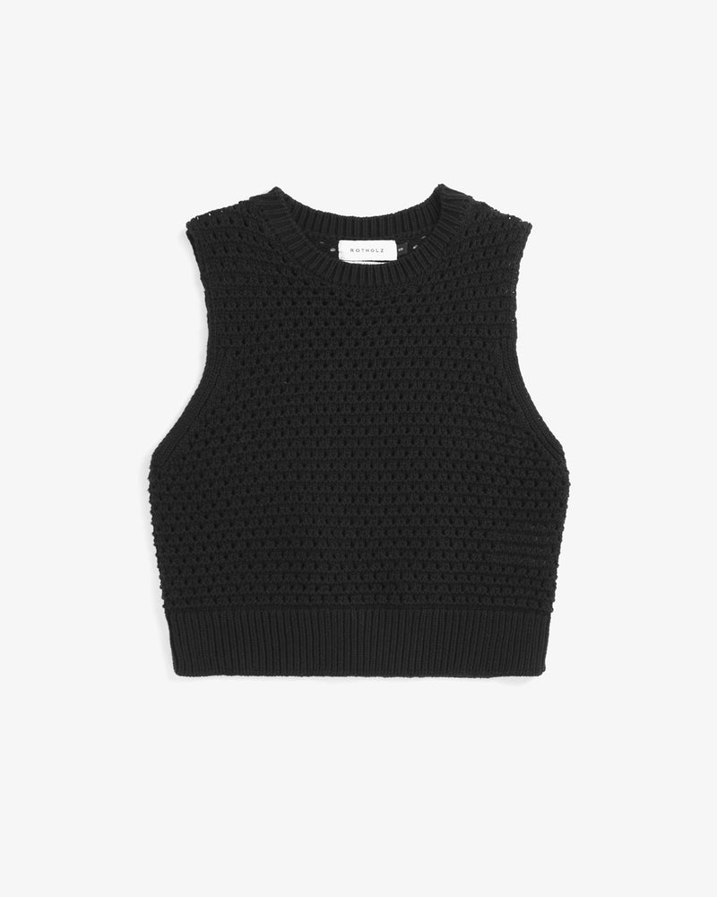 Top maille en coton biologique | noir "knit vest - true black"