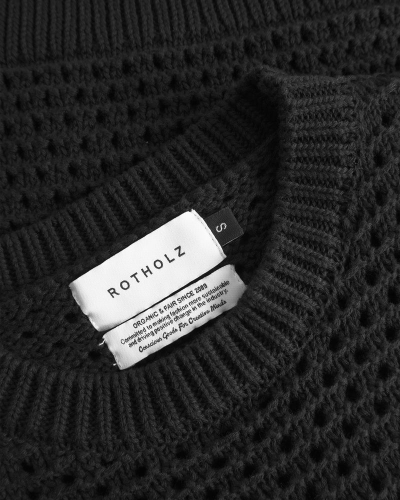 Top maille en coton biologique | noir "knit vest - true black"
