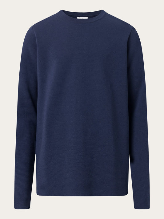 Pull en maille en laine mérinos certifiée | Marine "wool crew neck knit total eclipse"