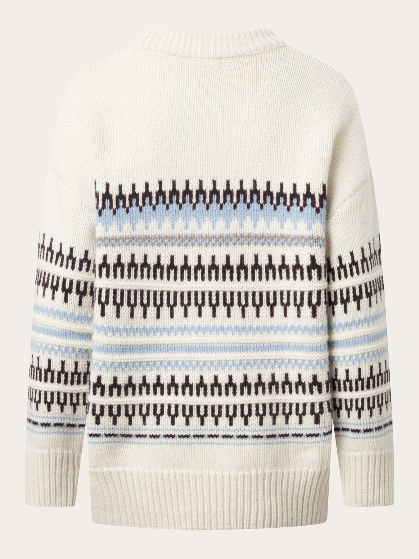 Pull en laine certifiée | Blanc à motifs "wool pattern boxy white stripe"