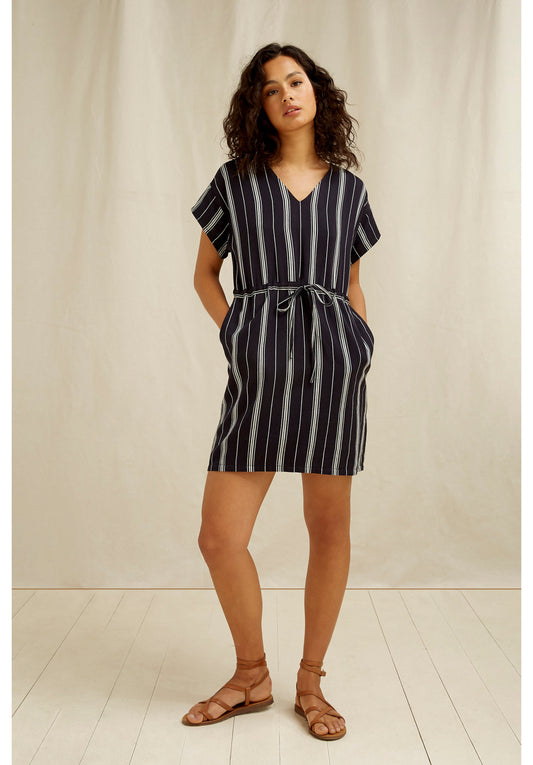 Robe rayée marine en coton bio - Tess