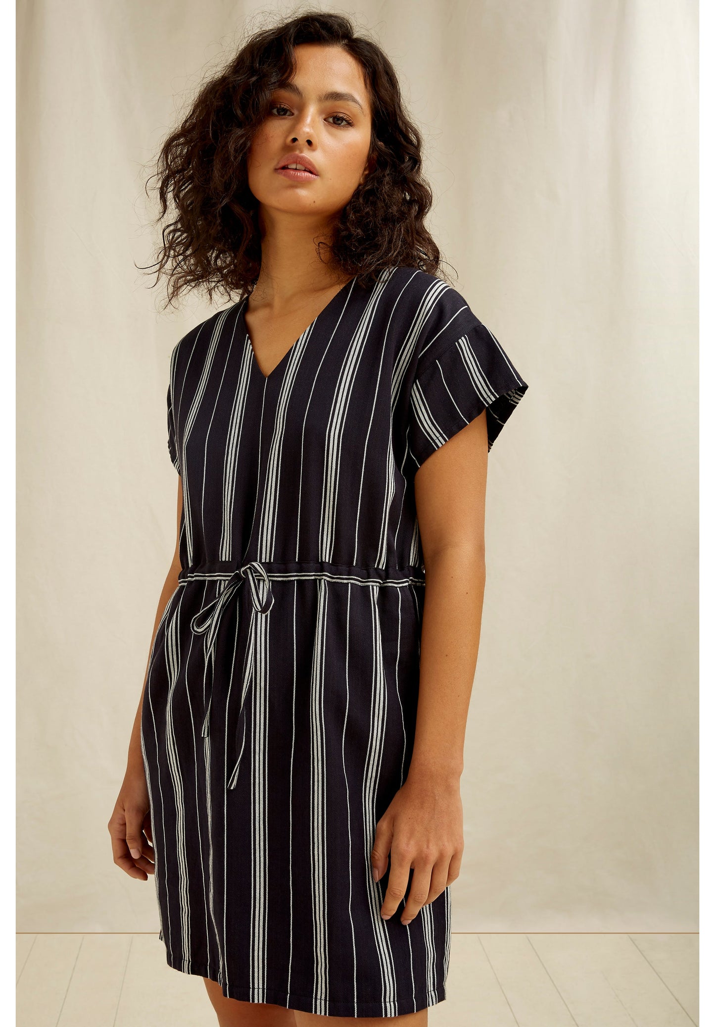 Robe rayée marine en coton bio - Tess