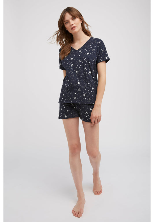 Haut de pyjama motif galaxy en coton bio