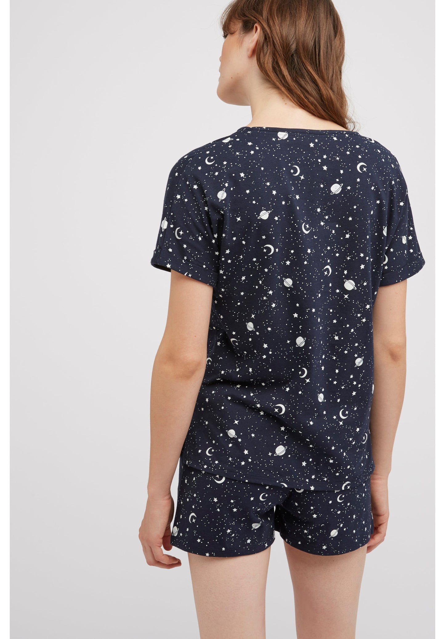 Haut de pyjama motif galaxy en coton bio