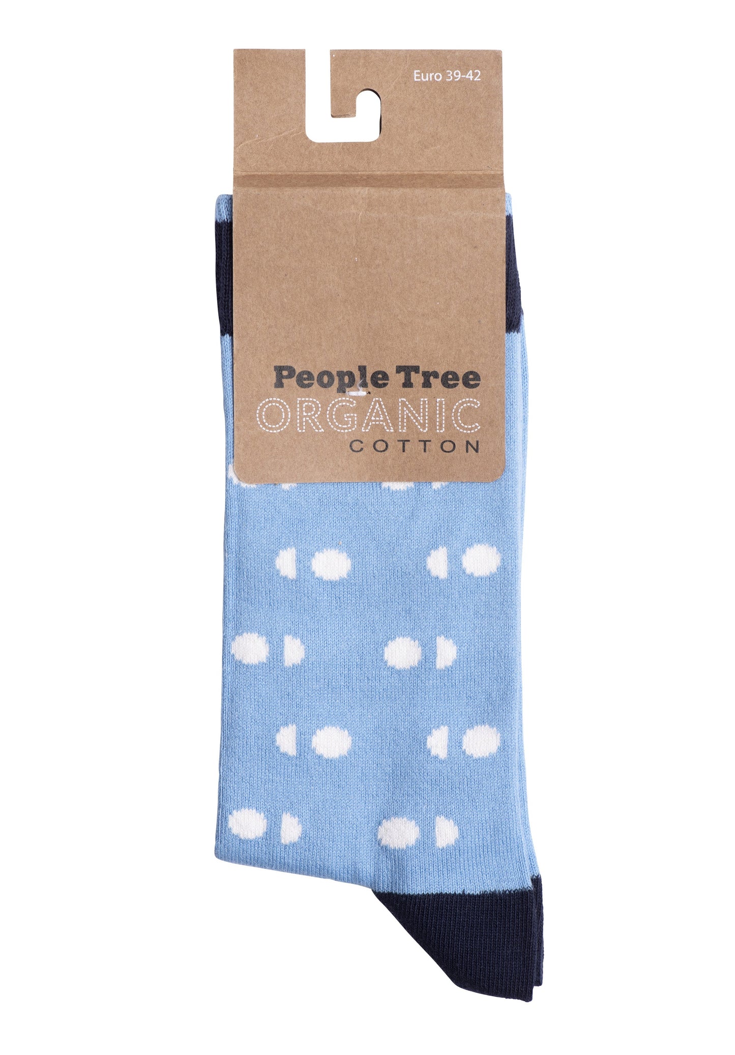 Chaussettes hautes bleues à pois en coton bio