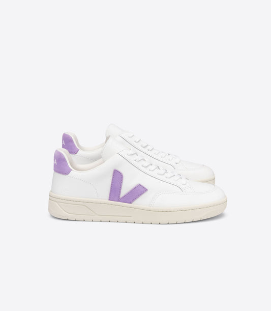 Basket v-12 leather extra white lavande