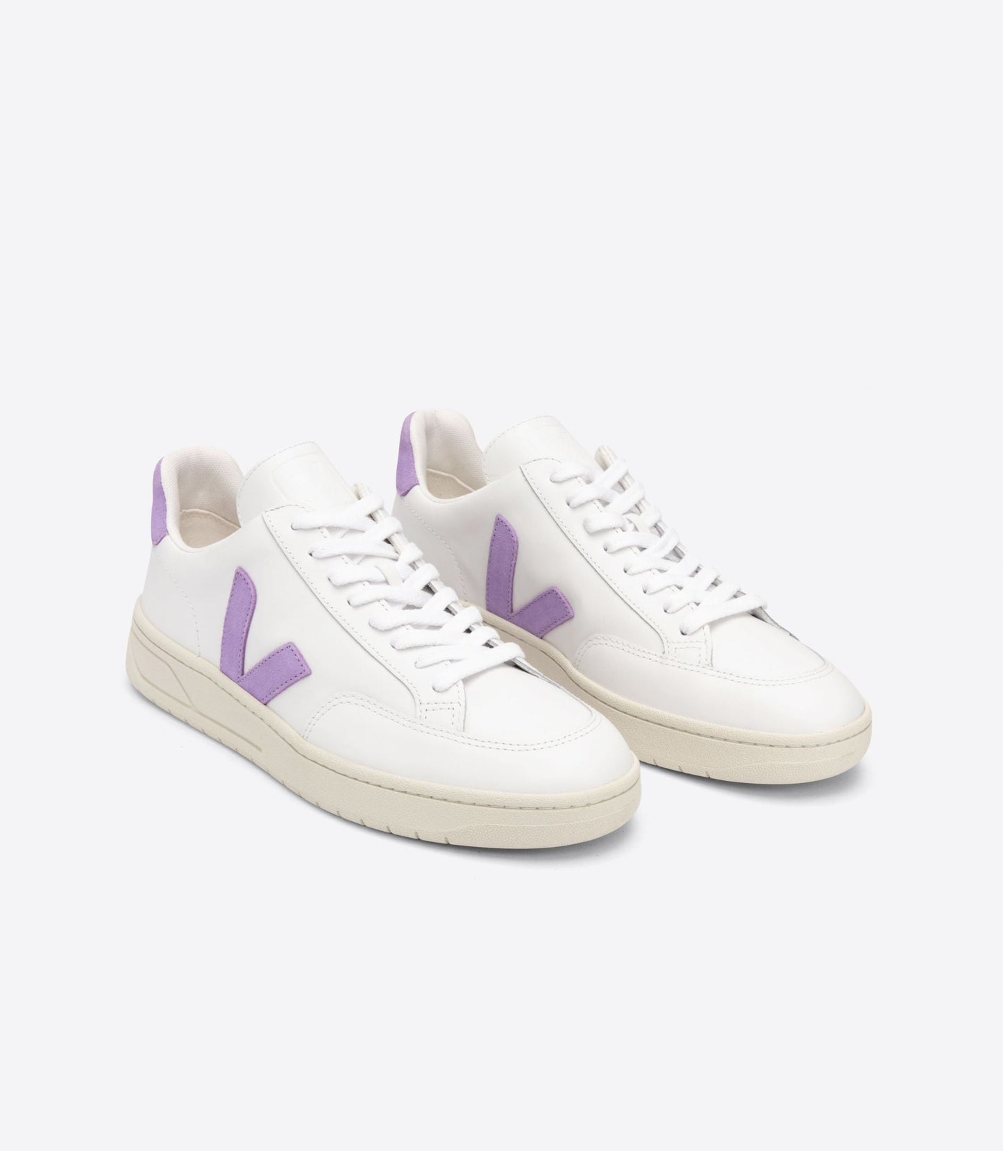 Basket v-12 leather extra white lavande