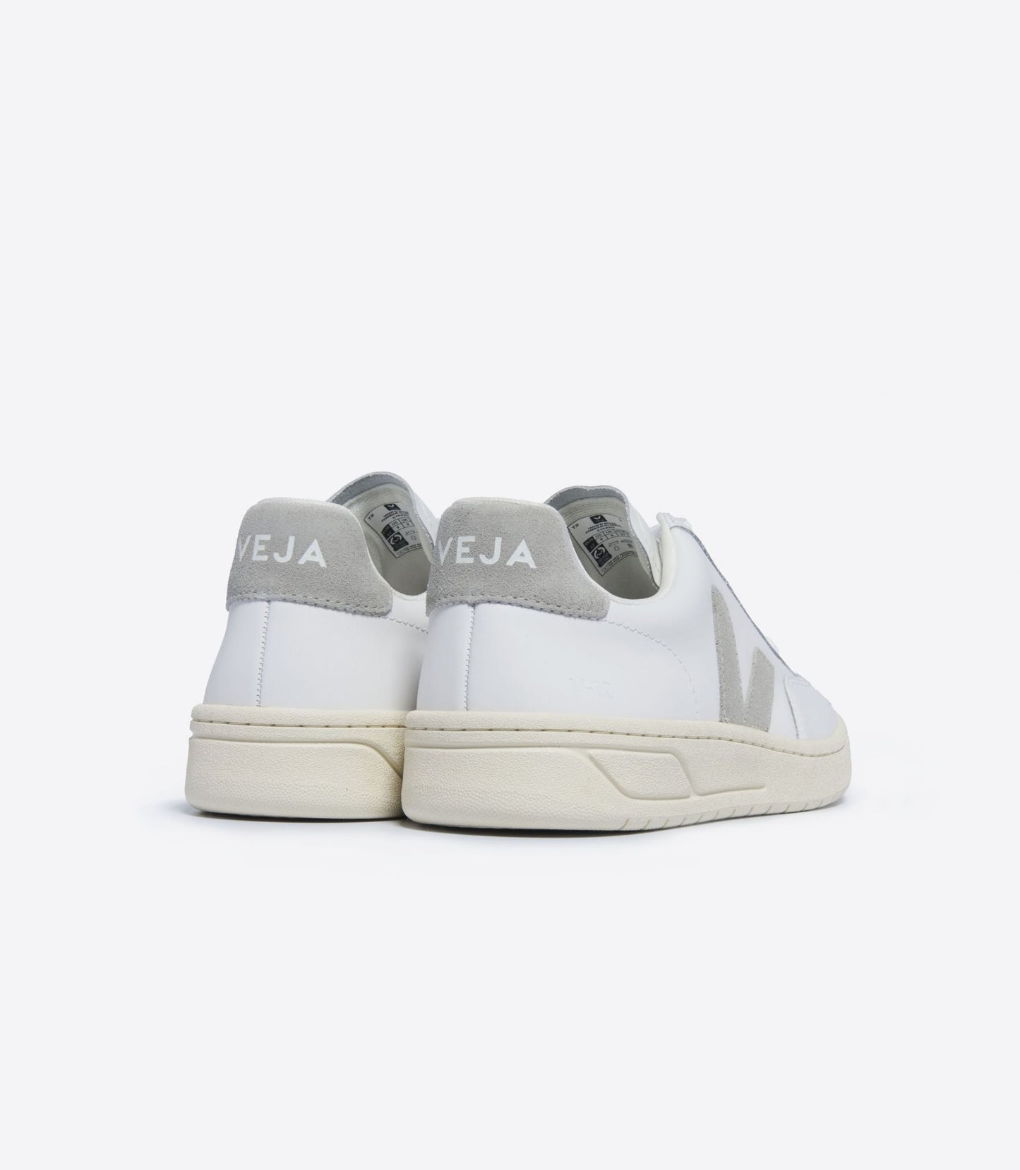 Baskets en cuir et suède certifié | blanc et gris "v-12 leather extra white light grey"