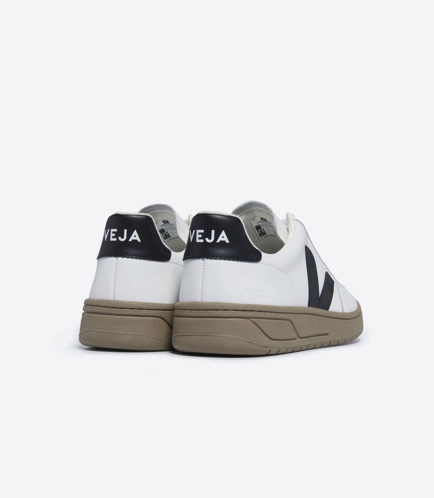 Baskets en cuir et suède certifié | blanc et noir "v-12 leather extra white black dune"