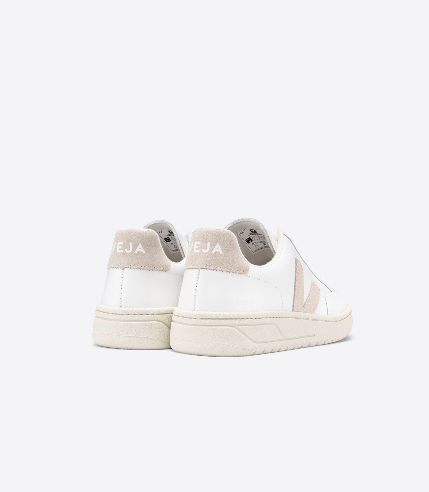 Basket basses en cuir et suède certifiés | blanc et beige "v-12 leather extra white sable"