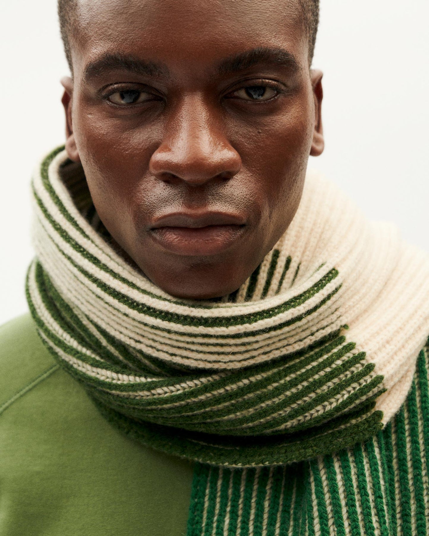 Echarpe en laine certifiée | "central stripes ghede knitted scarf - multicolor"