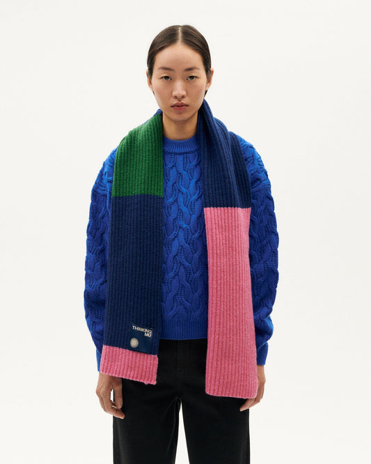 Écharpe en laine certifiée | multicolore "pink ghede knitted scarf"