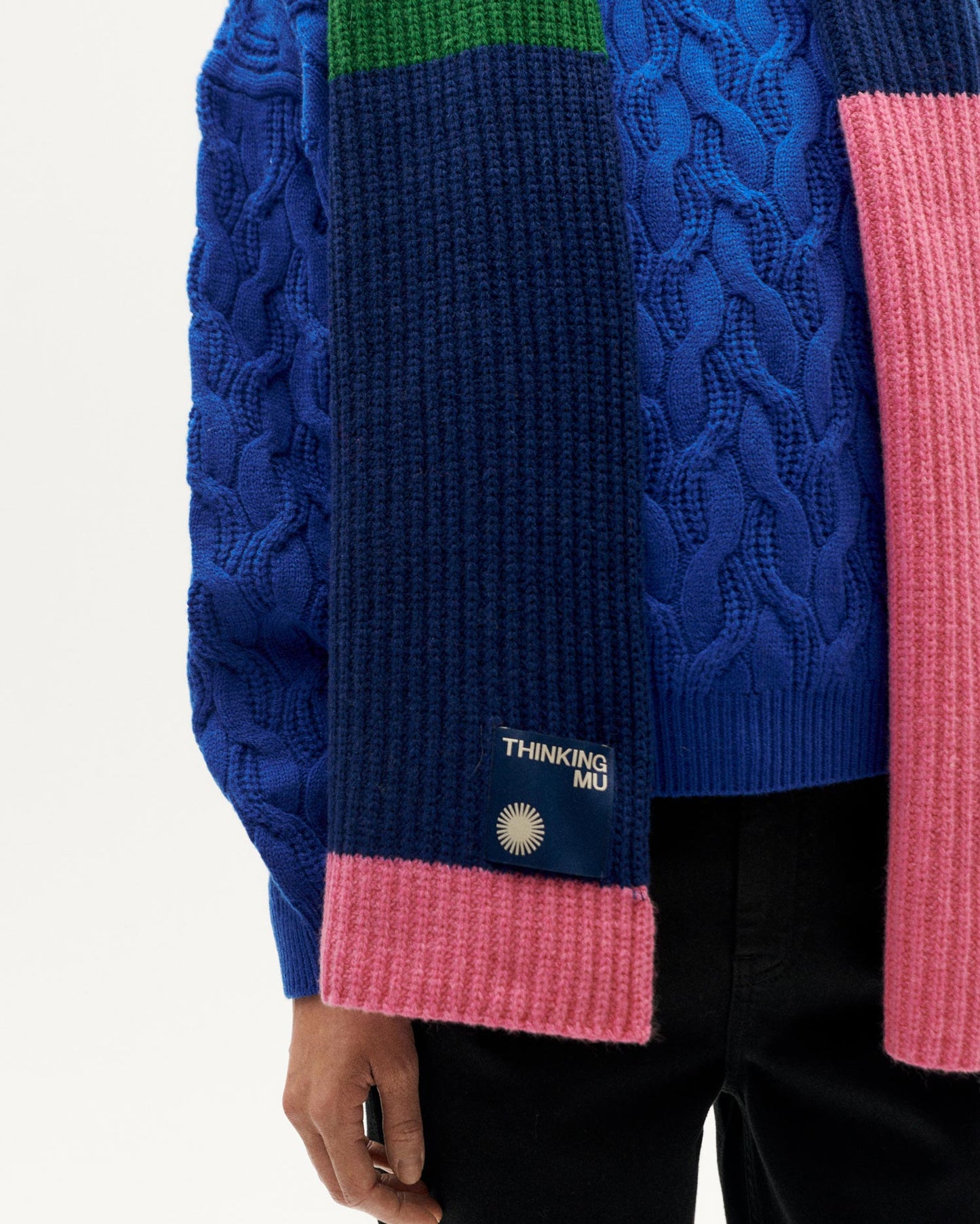 Écharpe en laine certifiée | multicolore "pink ghede knitted scarf"