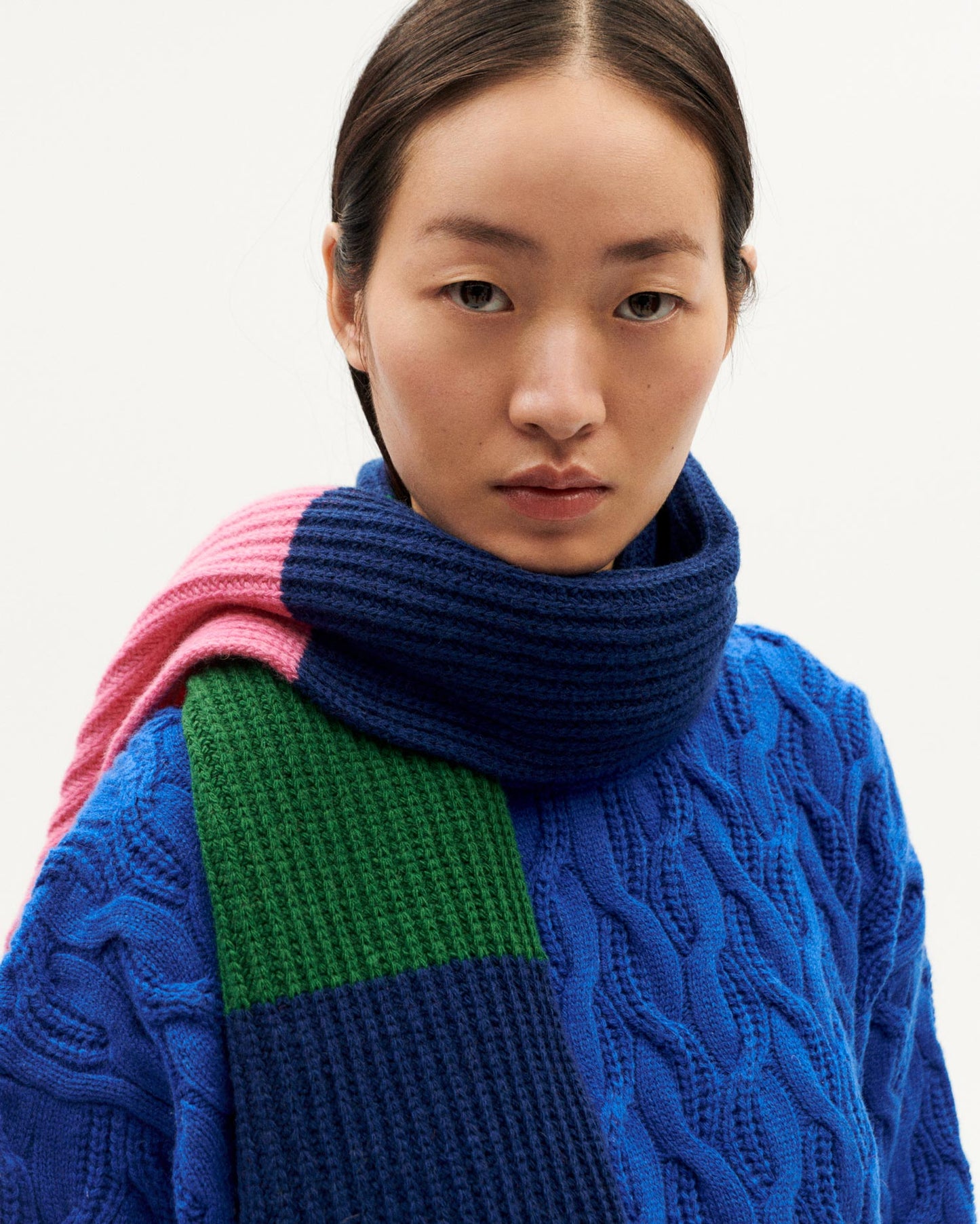 Écharpe en laine certifiée | multicolore "pink ghede knitted scarf"