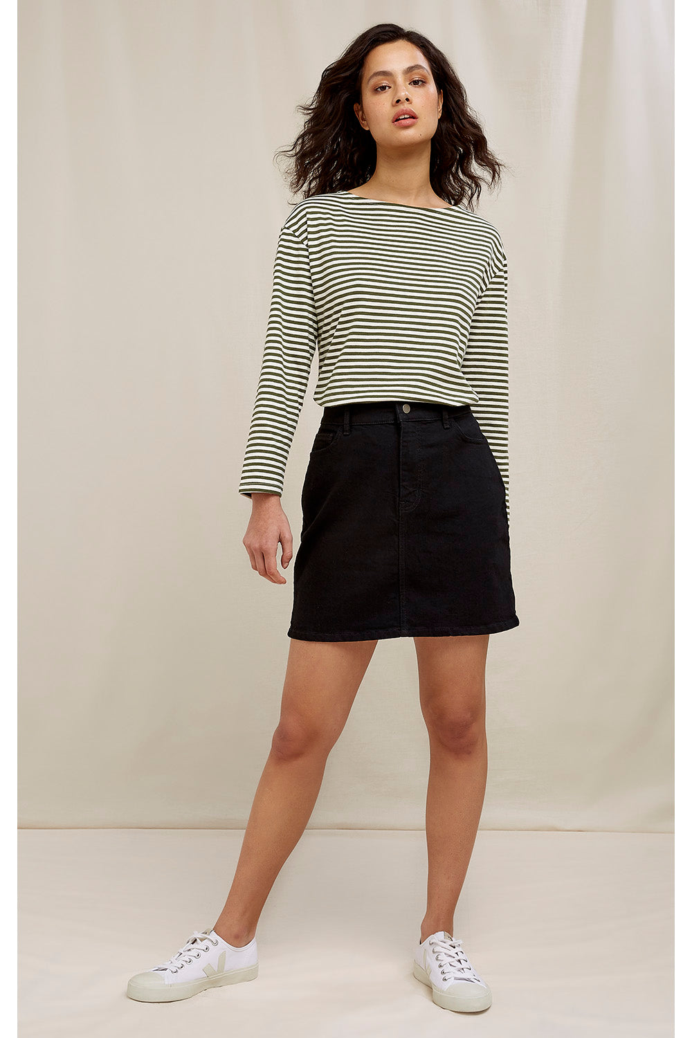 Jupe jean noire en coton bio - astrid