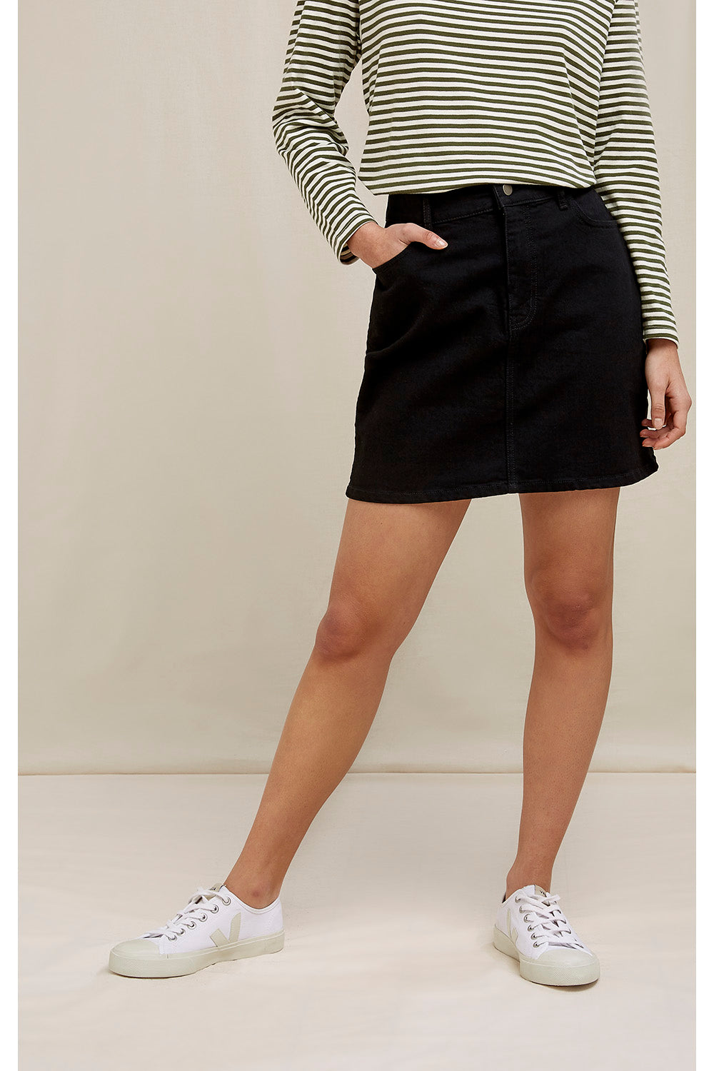 Jupe jean noire en coton bio - astrid
