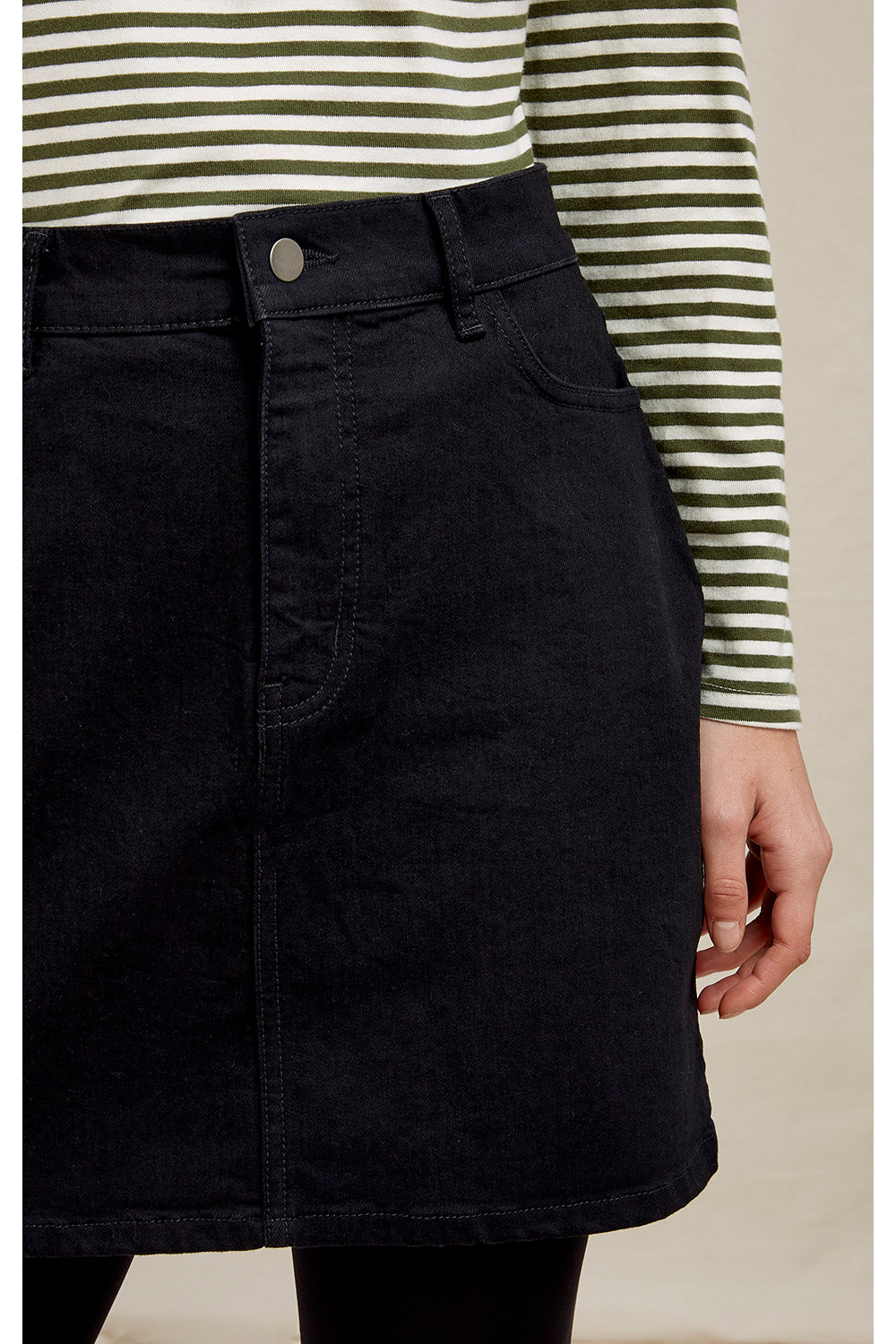 Jupe jean noire en coton bio - astrid