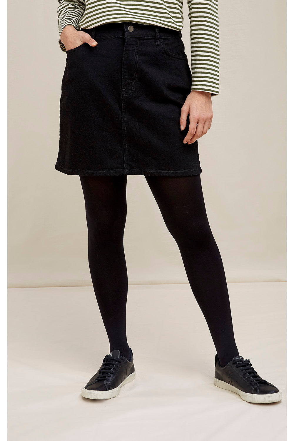Jupe jean noire en coton bio - astrid
