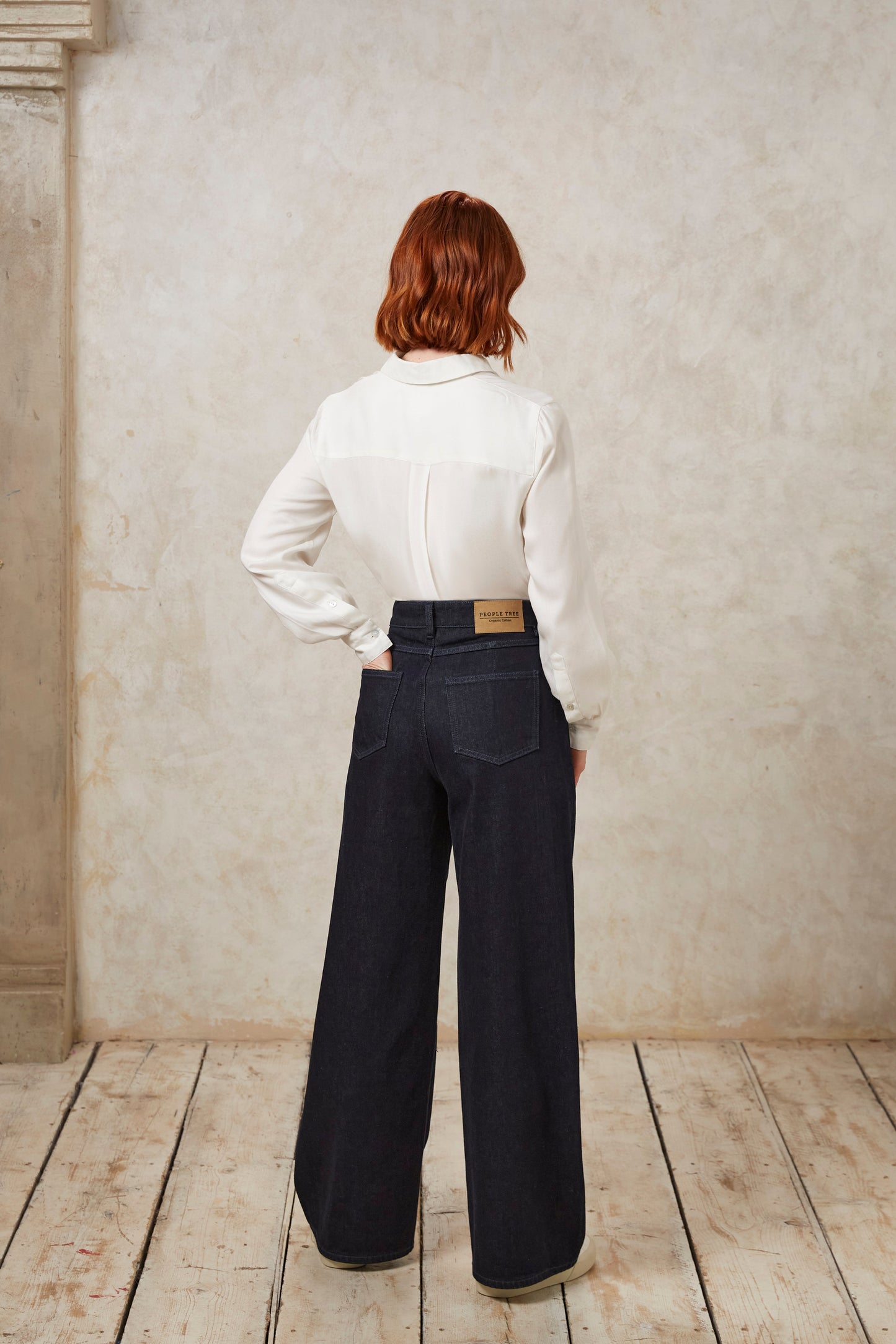 Jean ample bleu foncé en coton bio - flora wide leg jeans dark blue