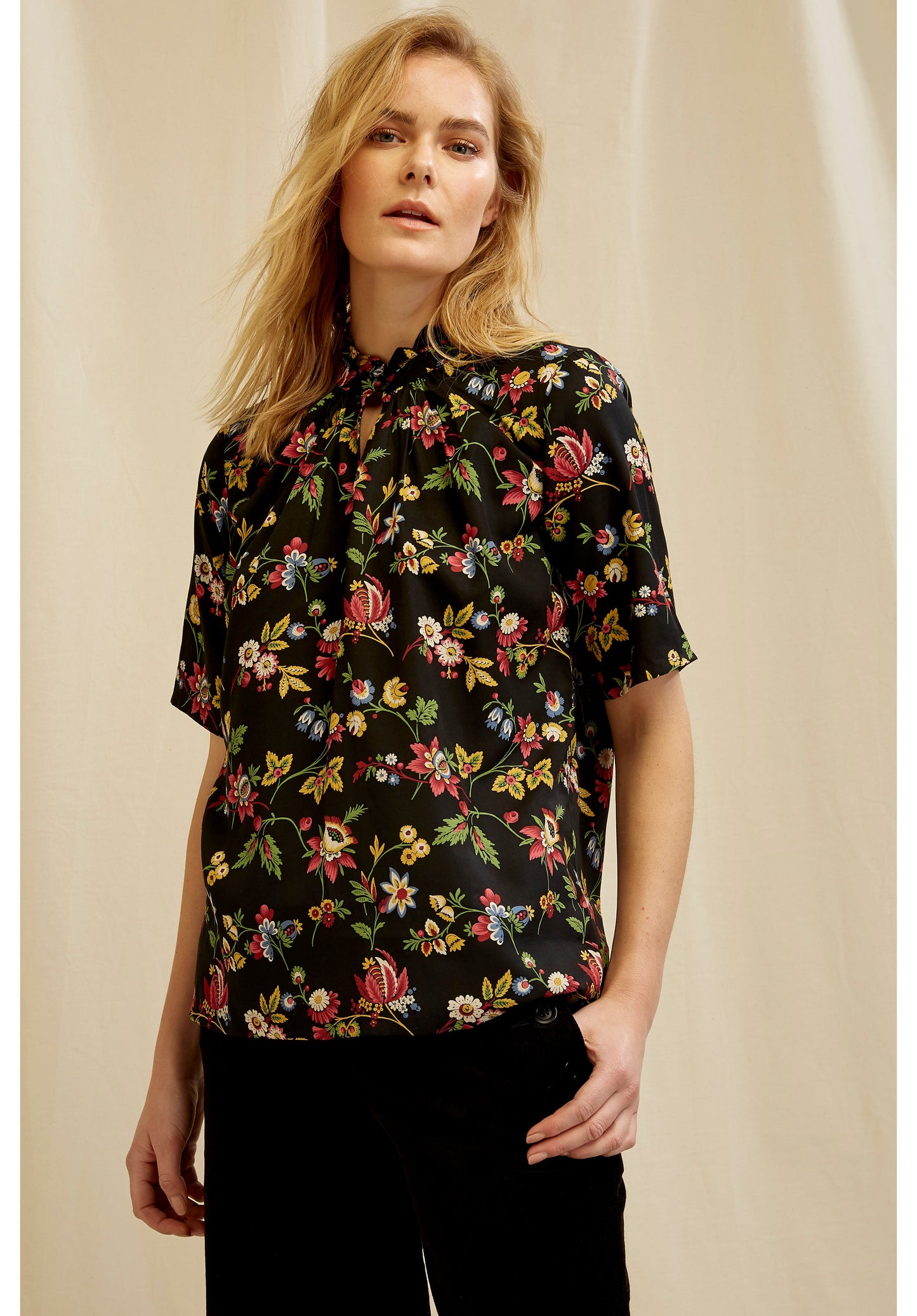 Blouse manches 3/4 imprimé fleuri  en tencel - Jardin print