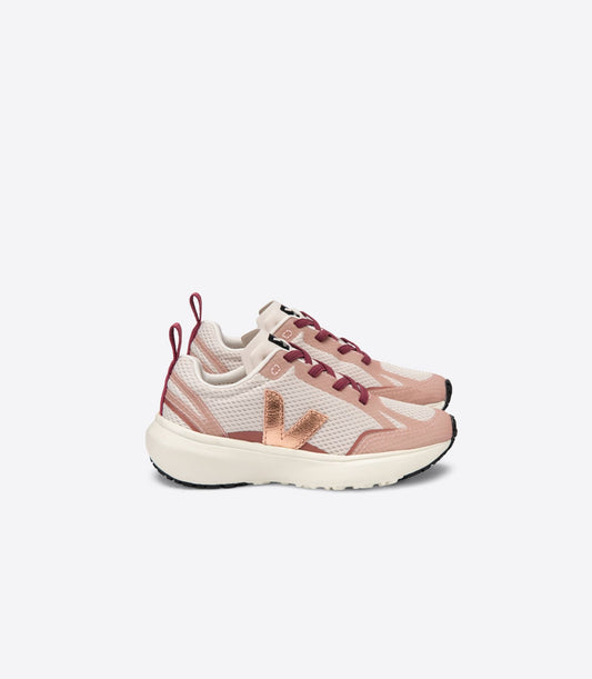 Baskets enfants en polyester recyclé | rose "canary elastic laces alveomesh natural venus"