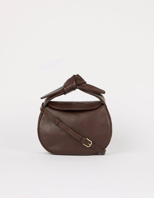 Sac à main en cuir certifié | chocolat " coco croissant chocolate soft grain leather" | Black